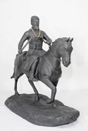 Picture of Shree Chhatrapati Shivaji Maharaj SItting on Horse with Sword | Black Statue